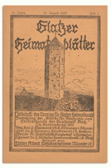 Glatzer Heimatblätter : Zeitschrift des Vereins für Glatzer Heimatkunde, 13 Jahrgang, 1927, 15 August, Heft 3