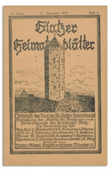 Glatzer Heimatblätter : Zeitschrift des Vereins für Glatzer Heimatkunde, 13 Jahrgang, 1927, 15 November, Heft 4