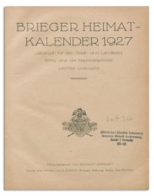 Brieger Heimatkalender 1927 : Jahrbuch für den Stadt- und Landkreis Brieg und die Nachbargebiete, 3. Jahrgang