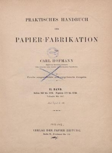 Praktisches Handbuch der Papier - Fabrikation. BD. 2