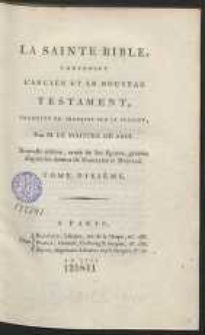 La Sainte Bible Contenant L’Ancien Et Le Nouveau Testament […]. T. 10