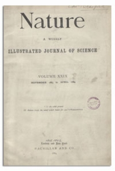 Nature : a Weekly Illustrated Journal of Science. Volume 29, 1883 November 8, [No. 732]