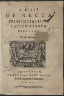I.Lipsii De Recta Pronunciatione Latinae Linguae Dialogus […]