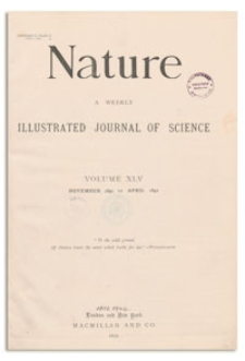 Nature : a Weekly Illustrated Journal of Science. Volume 45, 1891 December 3, [No. 1153]