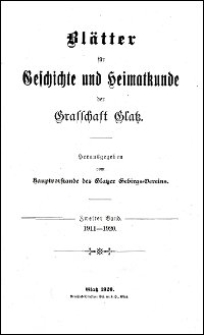 Blätter für Geschichte und Heimatskunde der Grafschaft Glatz. Bd. 2, 1911-1920