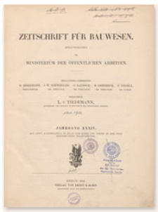 Zeitschrift für Bauwesen, Jr. XXXIV, 1884, H. 1-3