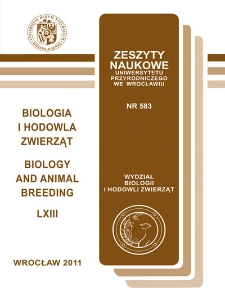 Zeszyty Naukowe Uniwersytetu Przyrodniczego we Wrocławiu. Biologia i Hodowla Zwierząt 63, 2011