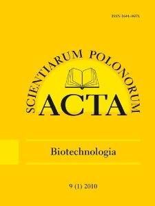 Acta Scientiarum Polonorum. Biotechnologia 1, 2010