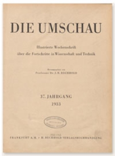 Die Umschau : Illustrierte Wochenschschrift über die Fortschritte in Wissenschaft und Technik. 37. Jahrgang, 1933, Heft 3