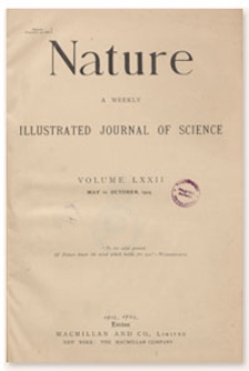 Nature : a Weekly Illustrated Journal of Science. Volume 72, 1905 June 15, [No. 1859]