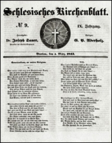 Schlesisches Kirchenblatt. Jg. 9, Nr. 9 (1843) + Beilage + Literarischer Anzeiger. Nr. 4