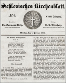 Schlesisches Kirchenblatt. Jg. 18, Nr. 6 (1852) + Beilage