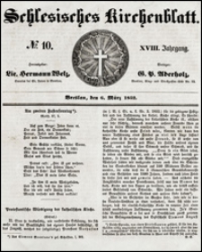 Schlesisches Kirchenblatt. Jg. 18, Nr. 10 (1852) + Beilage