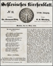 Schlesisches Kirchenblatt. Jg. 18, Nr. 11 (1852) + Beilage