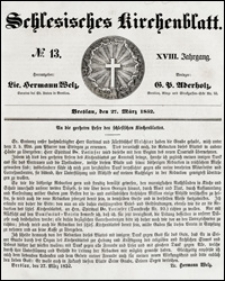 Schlesisches Kirchenblatt. Jg. 18, Nr. 13 (1852) + Beilage