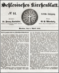 Schlesisches Kirchenblatt. Jg. 18, Nr. 14 (1852) + Beilage
