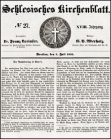 Schlesisches Kirchenblatt. Jg. 18, Nr. 27 (1852) + Beilage
