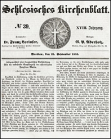Schlesisches Kirchenblatt. Jg. 18, Nr. 39 (1852) + Beilage