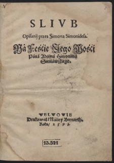 Ślub opisany na feście Adama Hieronima Sieniawskiego