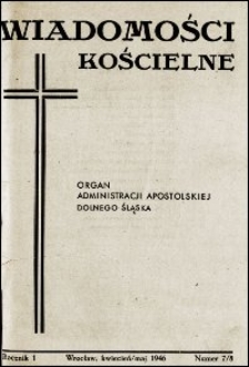 Wiadomości Kościelne. R. 1, 1946, nr 7-8