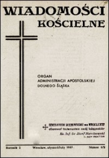 Wiadomości Kościelne. R. 2, 1947, nr 1-2