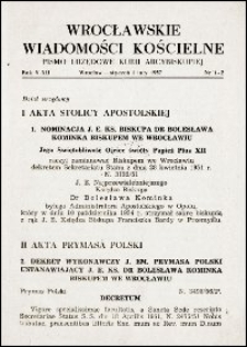 Wrocławskie Wiadomości Kościelne. R. 5-12, 1957, nr 1-2