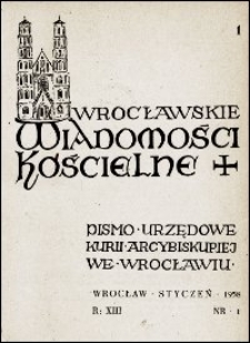 Wrocławskie Wiadomości Kościelne. R. 13, 1958, nr 1