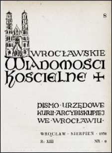 Wrocławskie Wiadomości Kościelne. R. 13, 1958, nr 8