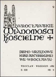 Wrocławskie Wiadomości Kościelne. R. 13, 1958, nr 9