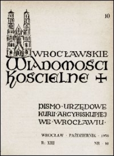 Wrocławskie Wiadomości Kościelne. R. 13, 1958, nr 10