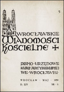 Wrocławskie Wiadomości Kościelne. R. 14, 1959, nr 5