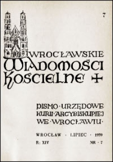 Wrocławskie Wiadomości Kościelne. R. 14, 1959, nr 7