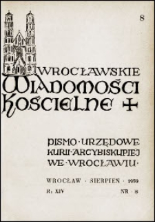 Wrocławskie Wiadomości Kościelne. R. 14, 1959, nr 8