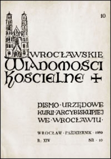 Wrocławskie Wiadomości Kościelne. R. 14, 1959, nr 10