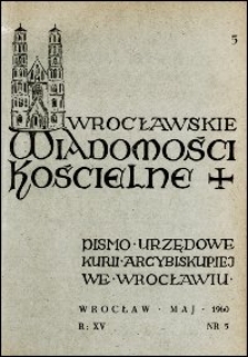 Wrocławskie Wiadomości Kościelne. R. 15, 1960, nr 5