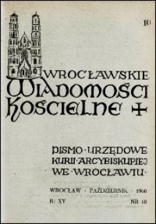Wrocławskie Wiadomości Kościelne. R. 15, 1960, nr 10
