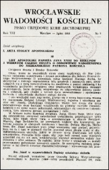 Wrocławskie Wiadomości Kościelne. R. 16, 1961, nr 7