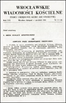 Wrocławskie Wiadomości Kościelne. R. 16, 1961, nr 11-12
