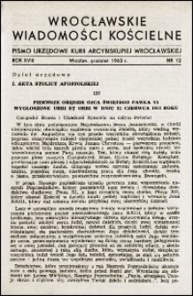 Wrocławskie Wiadomości Kościelne. R. 18, 1963, nr 12