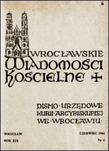 Wrocławskie Wiadomości Kościelne. R. 19, 1964, nr 6