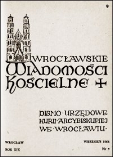 Wrocławskie Wiadomości Kościelne. R. 19, 1964, nr 9