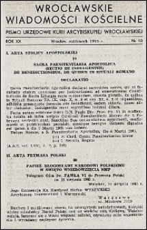 Wrocławskie Wiadomości Kościelne. R. 20, 1965, nr 10