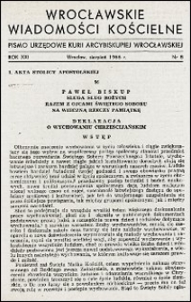 Wrocławskie Wiadomości Kościelne. R. 21, 1966, nr 8