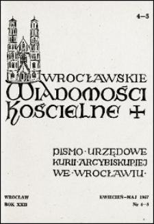 Wrocławskie Wiadomości Kościelne. R. 22, 1967, nr 4-5