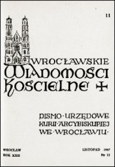 Wrocławskie Wiadomości Kościelne. R. 22, 1967, nr 11