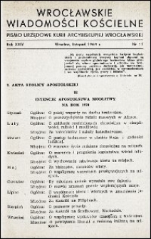 Wrocławskie Wiadomości Kościelne. R. 24, 1969, nr 11