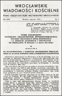 Wrocławskie Wiadomości Kościelne. R. 25, 1970, nr 6