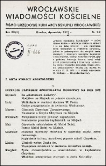 Wrocławskie Wiadomości Kościelne. R. 27, 1972, nr 1-2