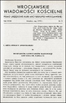 Wrocławskie Wiadomości Kościelne. R. 27, 1972, nr 5