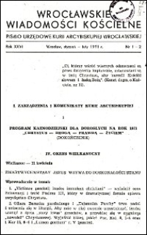 Wrocławskie Wiadomości Kościelne. R. 26, 1971, nr 1-2